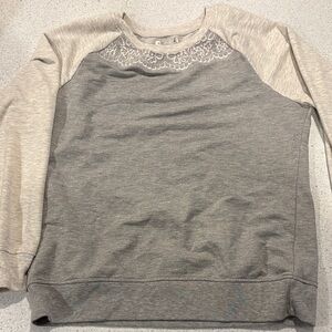 Gray and Cream Women's Sweatshirt